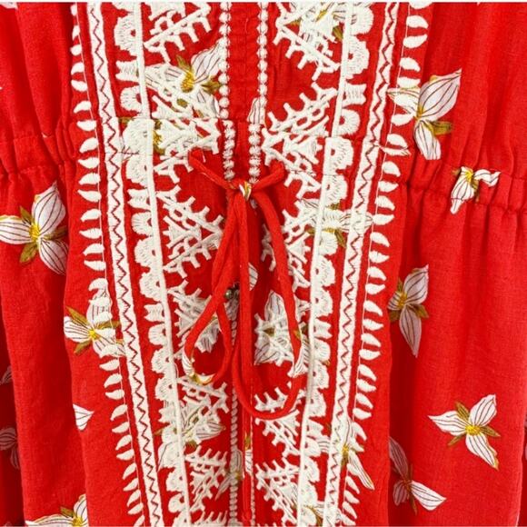 Anthropologie THML Maya red floral embroidered dress size extra small new - Picture 7 of 11